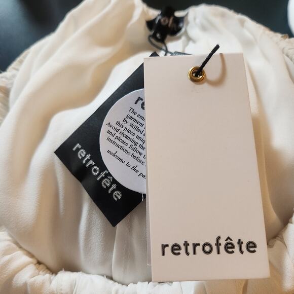 Retrofete Zadie Embellished Silk Chiffon Dress Sleeveless White Large NWT Maxi - Picture 12 of 14